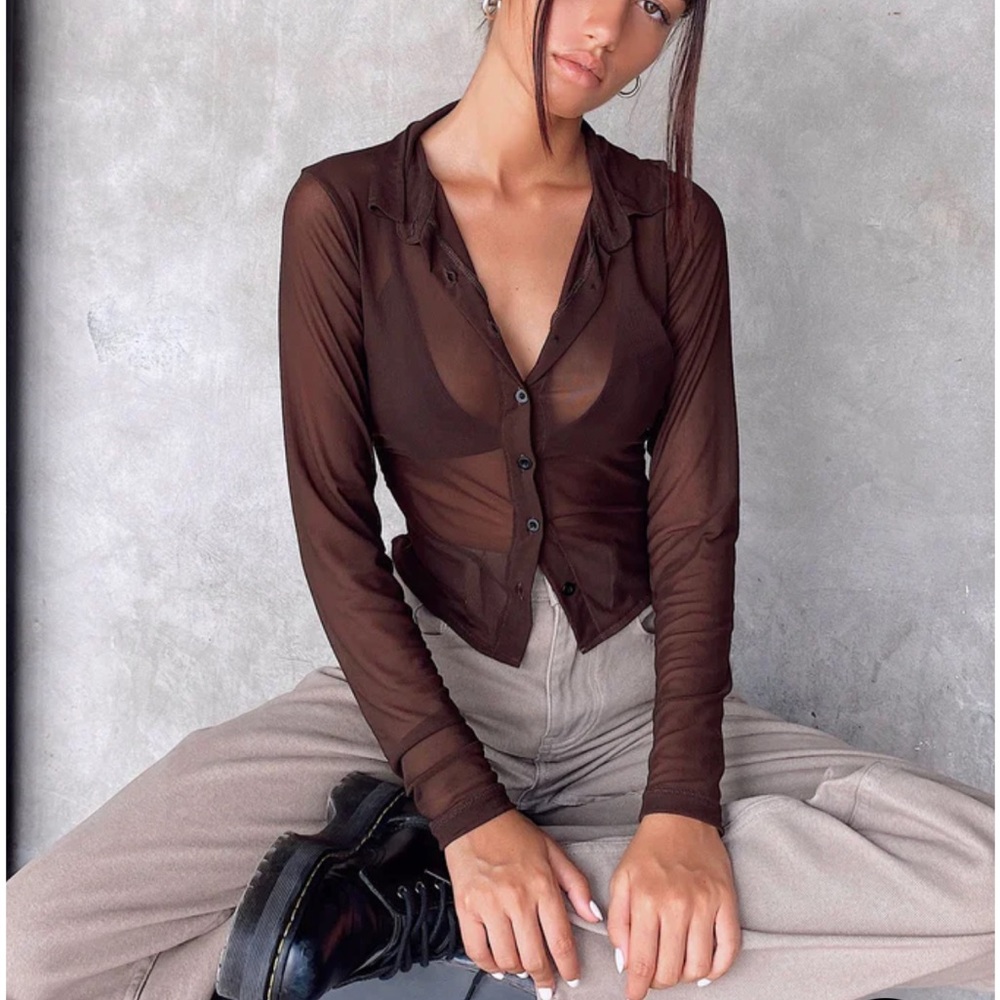 Motel Rocks Sheer Chocolate Blouse